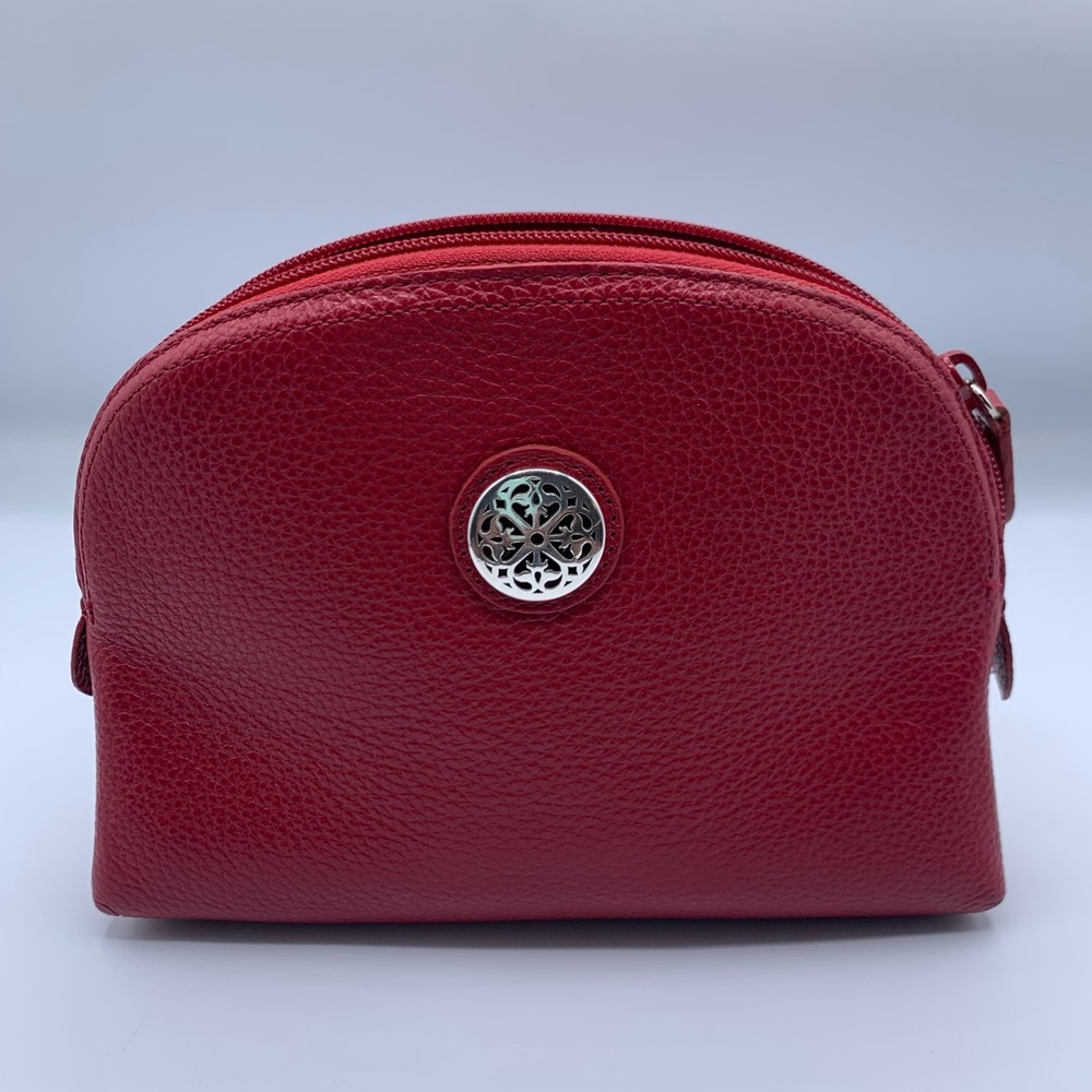 SOLD SOLD SOLDFerrara by Brighton lipstick Red Leather Pouch Silver Medallion